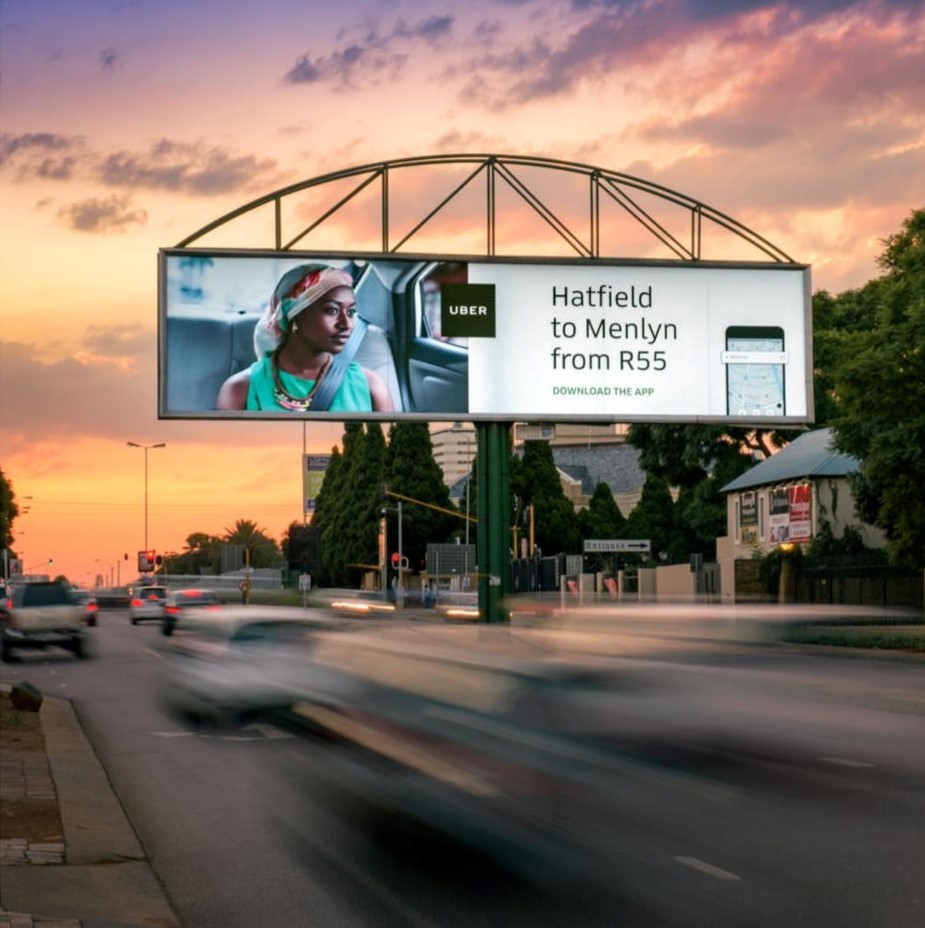 Digital billboard advertisement on a main road gantry